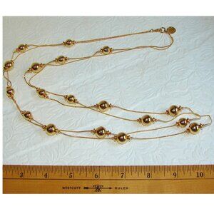 Vtg Anne Klein II Gold Tone Double Strand 36" NECKLACE, Cocktail Statement E07